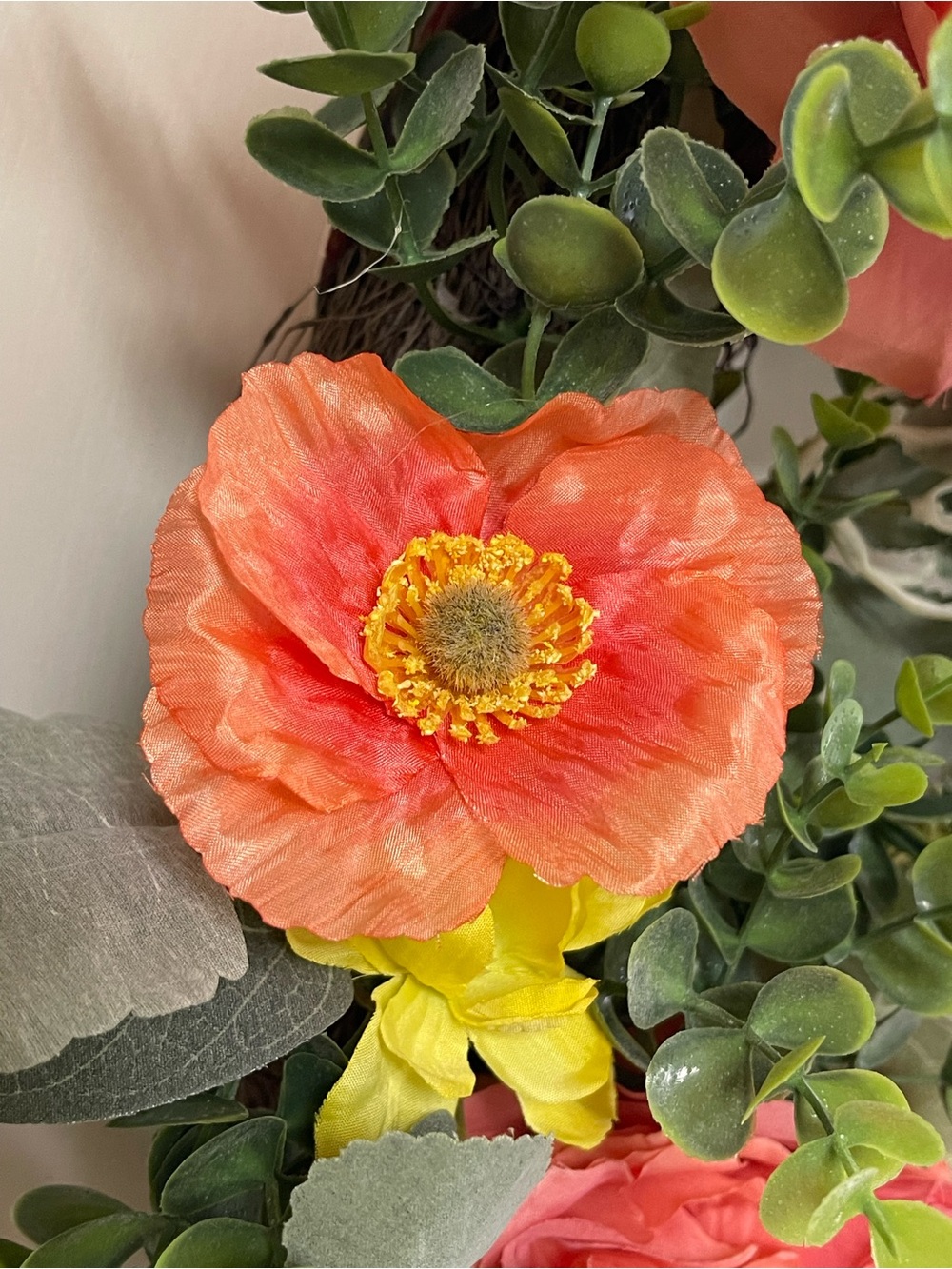 Orange Rose Ranunculus Wreath - Picture 4 of 11